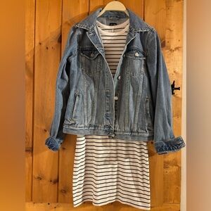 A New Day Navy and White Sleeveless Sheath Mini Dress